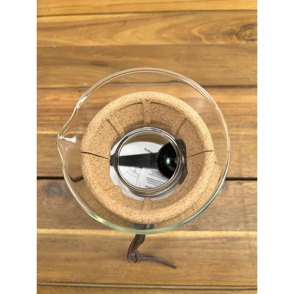 BODUM Pour Over Coffee Maker w Cork Sleeve & Leather Tie NWOB Mini 6